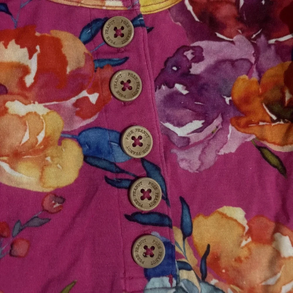 Posh Peanut Baby Girls 9-12 Months Vivid Watercolor Flowers Ruffle Bum Romper